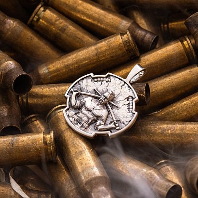 Срібний кулон "Український козак. Молитва до Пресвятої Богородиці" 133207 №14