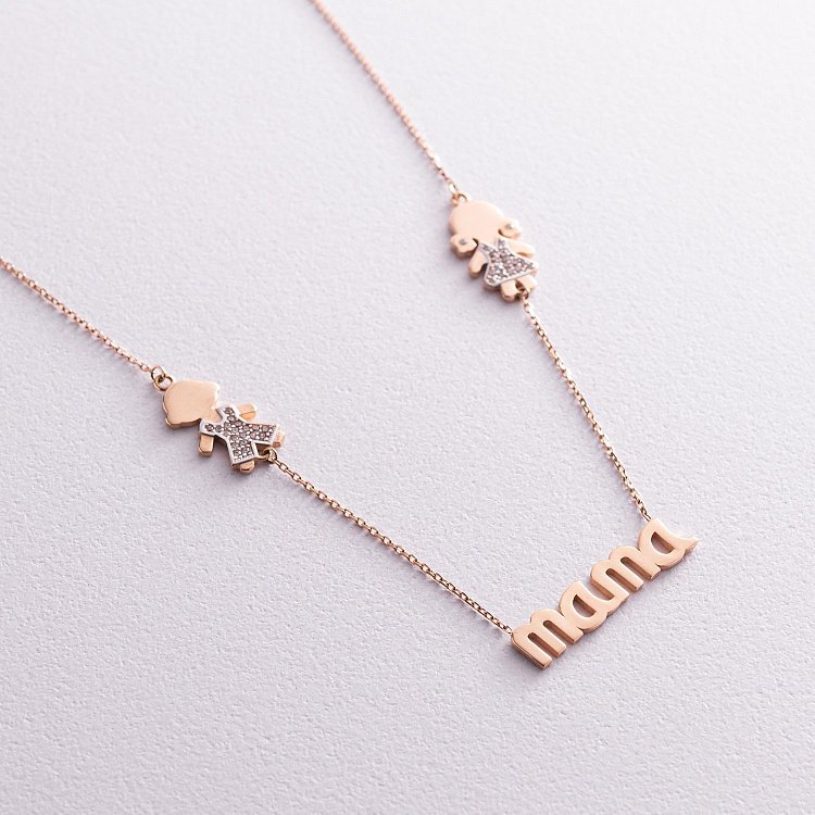 Золотое колье "Мальчик и девочка" (фианиты) кол00994 от ювелирного магазина Оникс