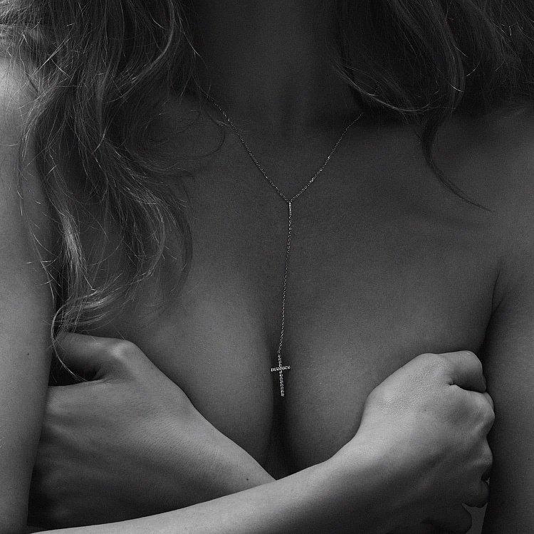 Золоте кольє - краватка "Хрестик" з діамантами колб0101mi від ювелірного магазину Онікс - 5