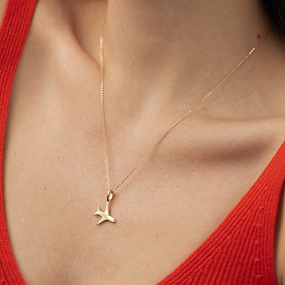 Золотая подвеска "Самолет" п03297 №2