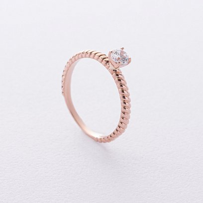 Помолвочное золотое кольцо с фианитом к08194