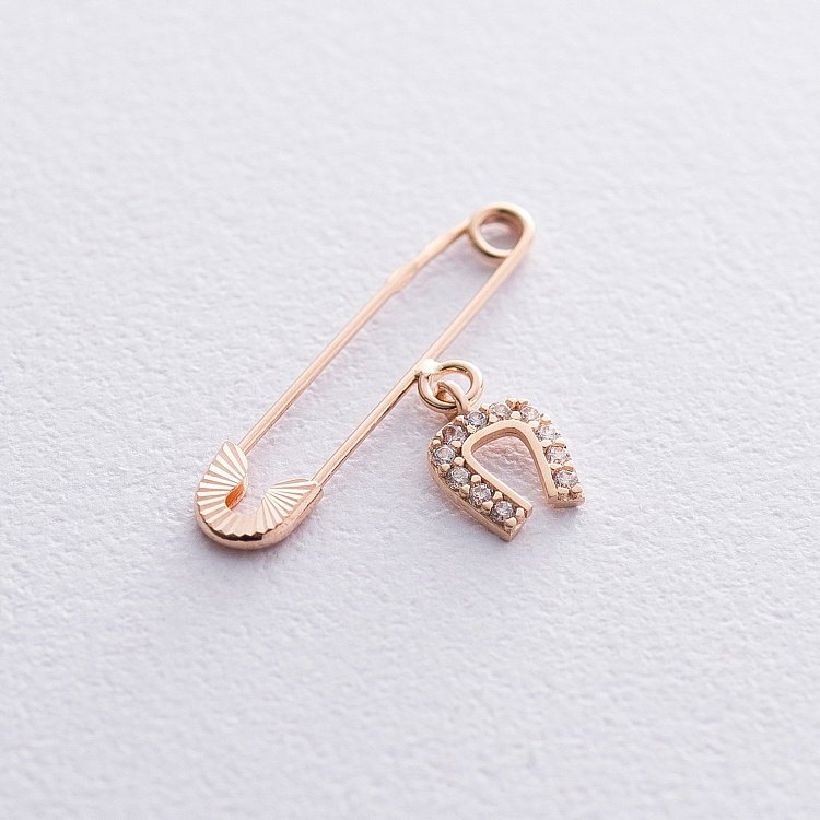 Золотая булавка "Подкова с фианитами" зак00237 от ювелирного магазина Оникс