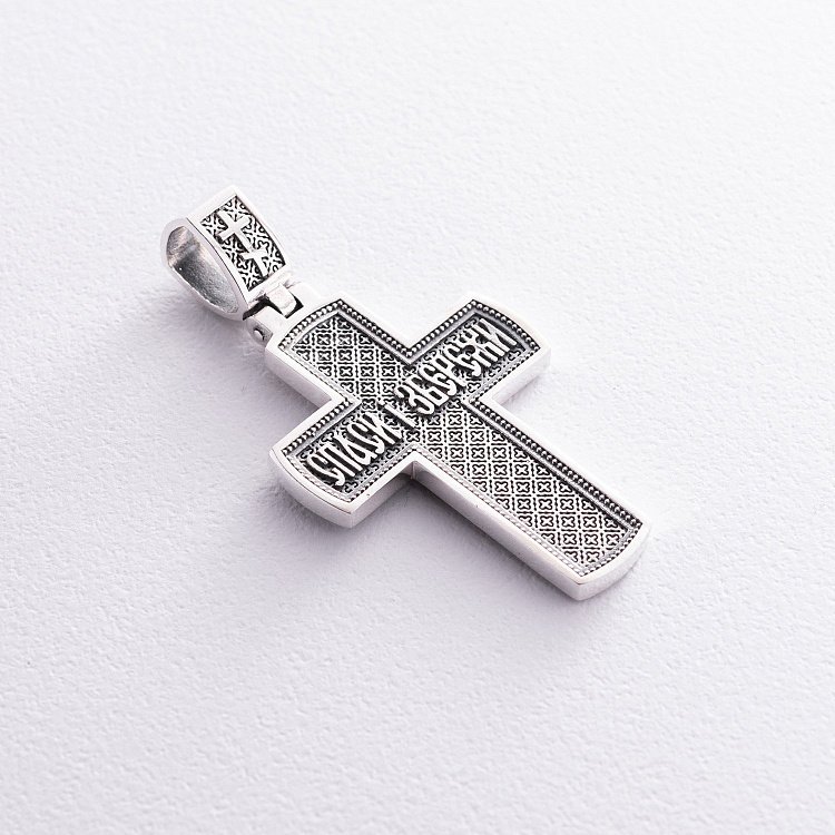 Срібний хрест "Розп'яття. Спаси і Збережи" ﻿кду-19 від ювелірного магазину Онікс - 7