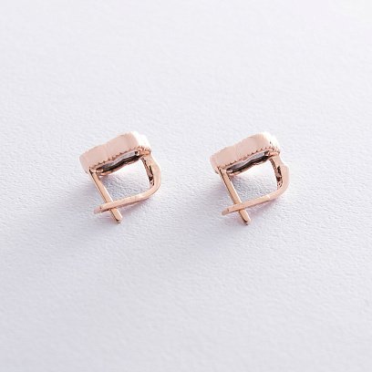 Сережки "Конюшина" в червоному золоті (онікс) с06830 №3