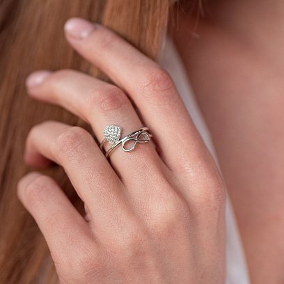 Золота каблучка "Сердечко і знак нескінченності" к05593 №2