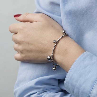 Срібний браслет "Кульки" 141203 №2