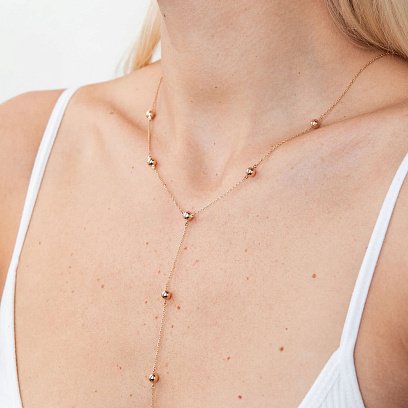 Кольє - краватка 2 в 1 "Кульки" у червоному золоті кол02066 №9