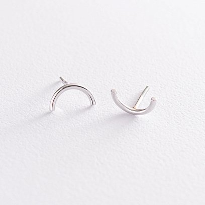 Сережки - пусети "Дуга" в білому золоті с07076 №3