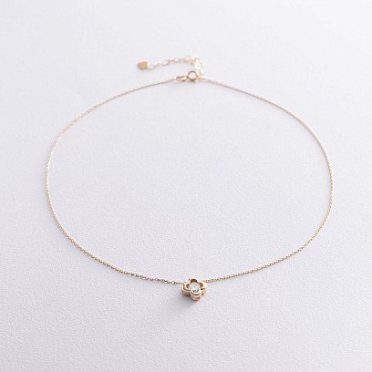 Колье "Клевер" в желтом золоте (фианит) кол01126 №3