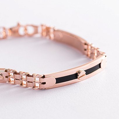 Чоловічий браслет у червоному золоті (онікс) б05017 №3