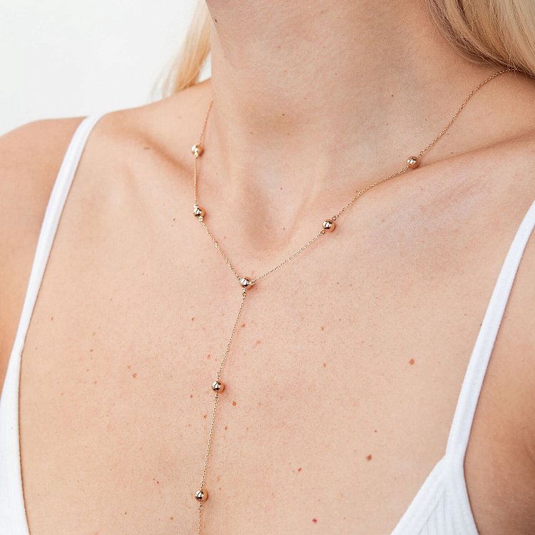 Кольє - краватка 2 в 1 "Кульки" у червоному золоті кол02066 від ювелірного магазину Онікс - 8