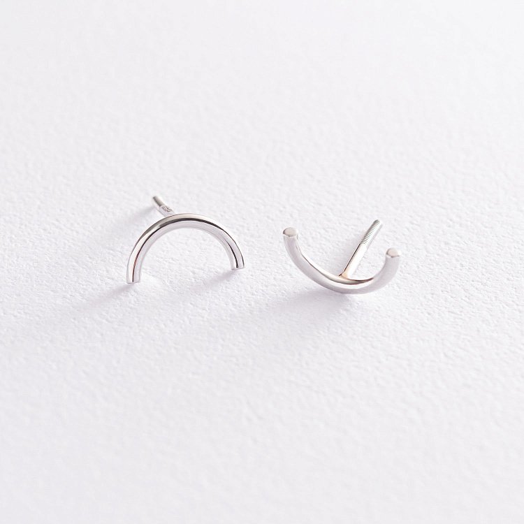 Сережки - пусети "Дуга" в білому золоті с07076 від ювелірного магазину Онікс - 2