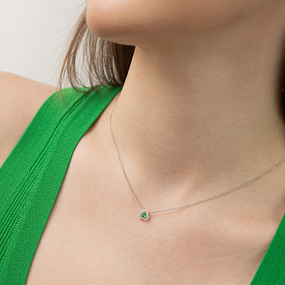 Золоте кольє "Конюшина" (діаманти, смарагд) колб0165ca №4