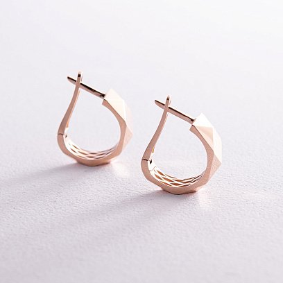 Сережки "Досконалість" у червоному золоті с08136 №5