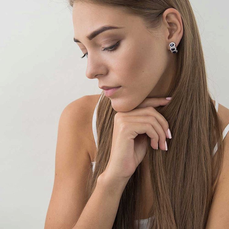 Золотые серьги с сапфирами и бриллиантами 62300gl от ювелирного магазина Оникс - 4