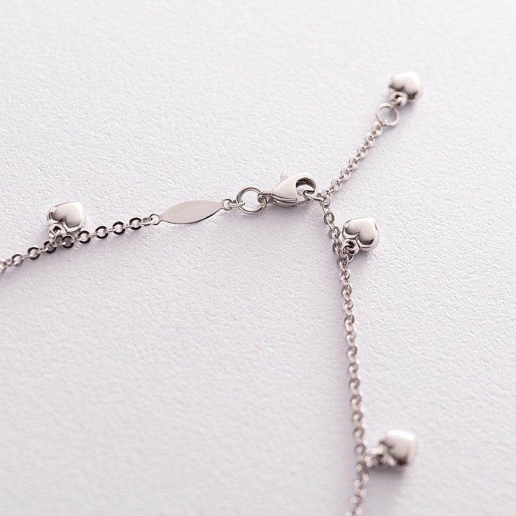 Золотой браслет "Сердечки" на ногу б04703 от ювелирного магазина Оникс - 3