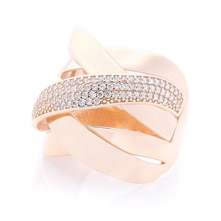 Золотое кольцо с фианитами к06204 от ювелирного магазина Оникс - 1