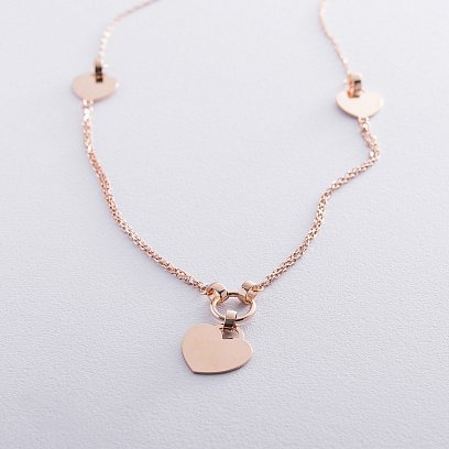 Золотое колье "Сердечки" кол01575