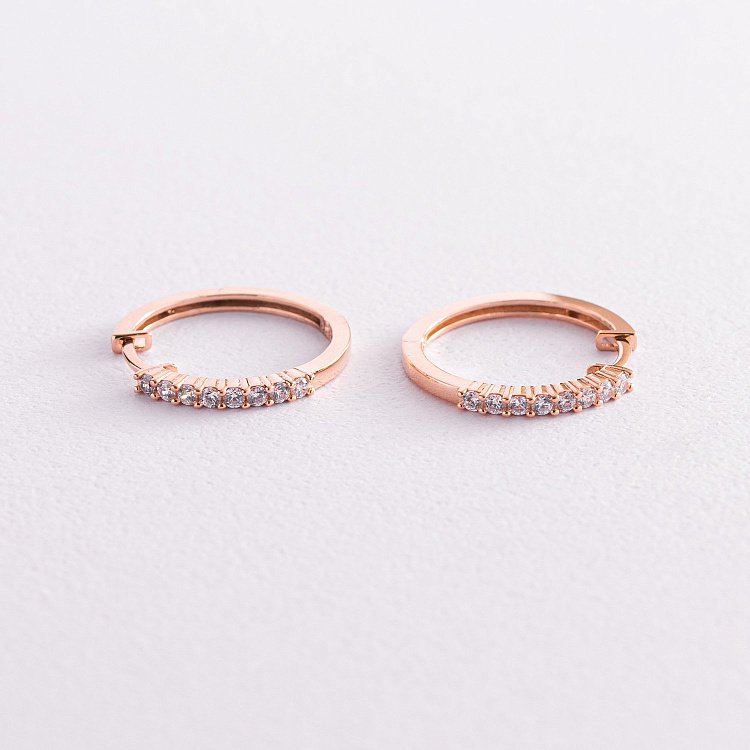 Золоті сережки - кільця з фіанітами с07712 від ювелірного магазину Онікс - 2