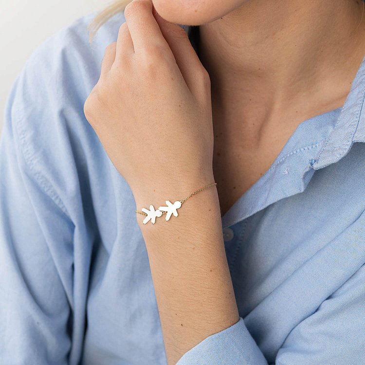 Браслет "Два хлопчики" у жовтому золоті (можливе гравіювання) з2089ж від ювелірного магазину Онікс - 1