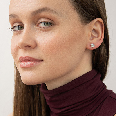 Золотые серьги - пусеты с бриллиантами сб0635ca №2