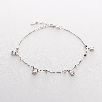 Срібний браслет на ногу (фіаніт) 141348