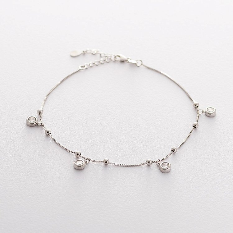 Срібний браслет на ногу (фіаніт) 141348 від ювелірного магазину Онікс