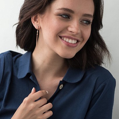 Висячие серьги из красного золота с06355 №4