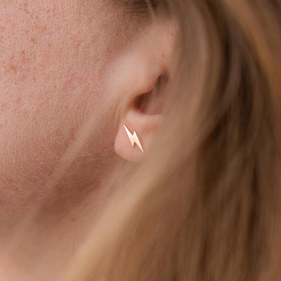 Золотые серьги - пусеты "Молнии" с07923 №6