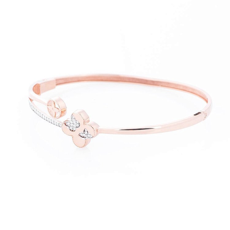 Золотий браслет "Конюшина з метеликом" (фіаніти) б02973 від ювелірного магазину Онікс - 1