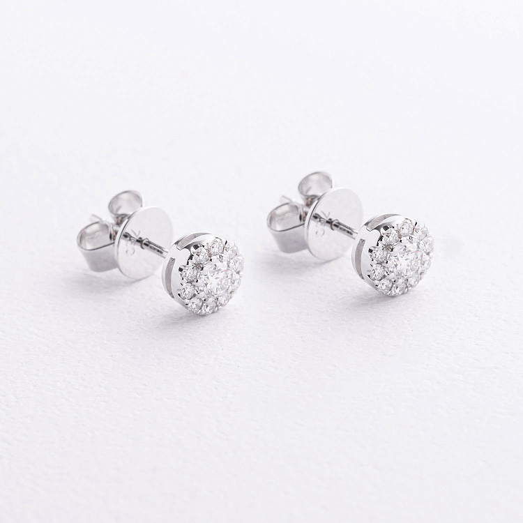 Сережки - пусети в білому золоті (діаманти) сб0717mi від ювелірного магазину Онікс