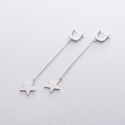 Серебряные серьги "Звездочки" (родий) 122563