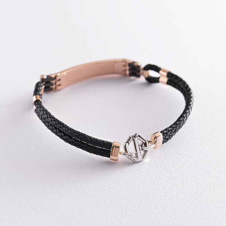 Каучуковый браслет из красного золота (оникс, керамика) б03984 от ювелирного магазина Оникс - 2