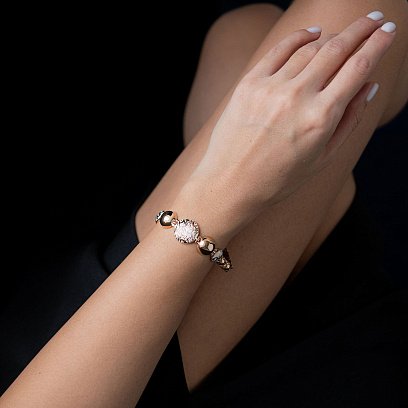 Золотий браслет з білою емаллю ﻿ б04585 №2