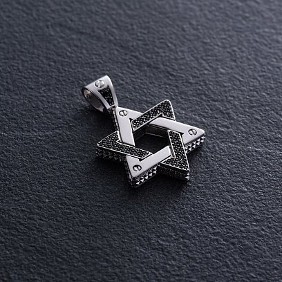 Кулон "Зірка Давида. Символ CHAI" у сріблі (фіаніти) 1118с №3