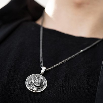 Серебряный кулон "Георгий Победоносец" 133220 №4