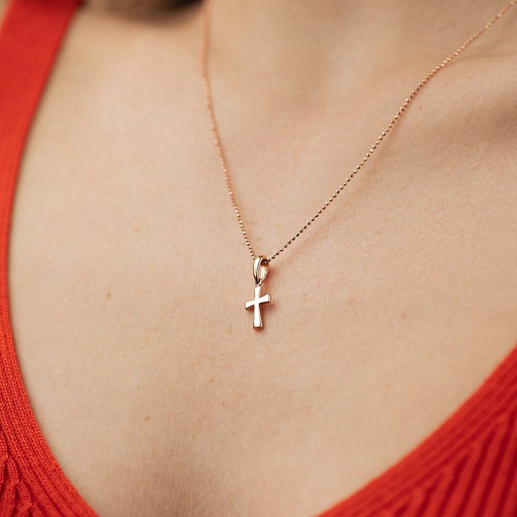 Хрестик у червоному золоті mini п03859 від ювелірного магазину Онікс - 1