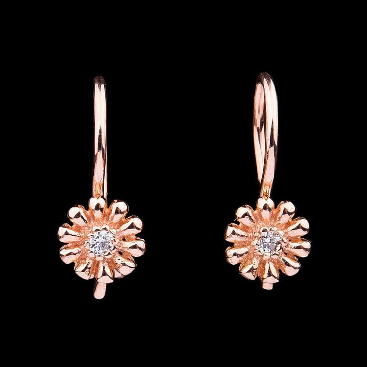 Дитячі золоті сережки "Квіточки" з фіанітами с02865 від ювелірного магазину Онікс