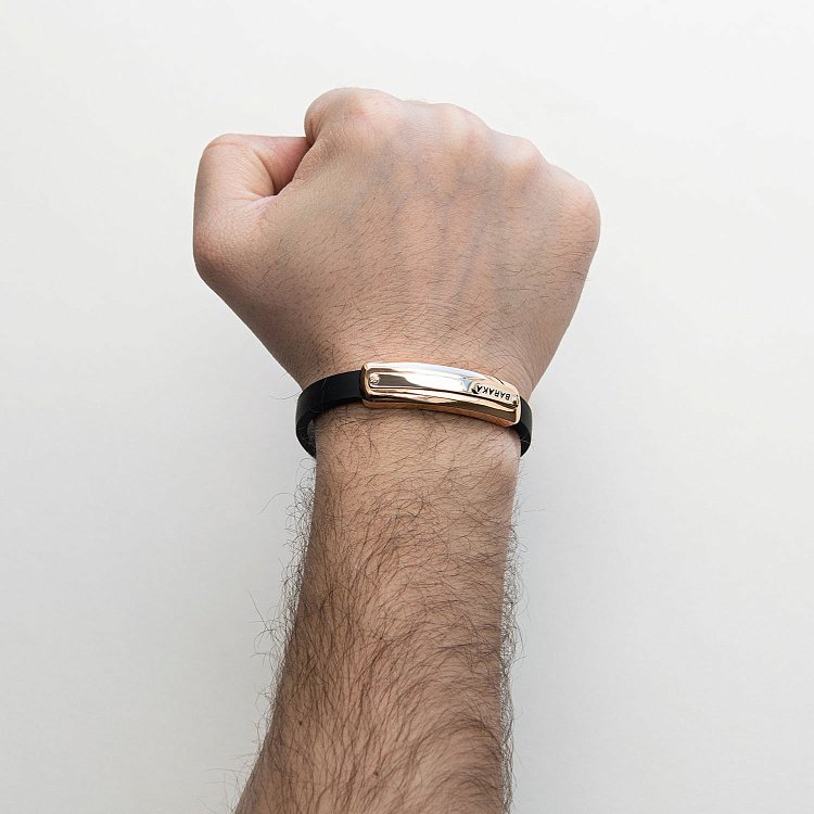 Мужской золотой браслет (каучук) Б0020 от ювелирного магазина Оникс - 1