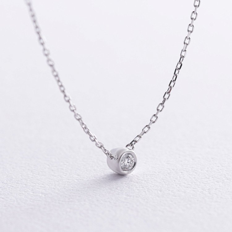 Кольє в білому золоті з діамантом 732861121 від ювелірного магазину Онікс