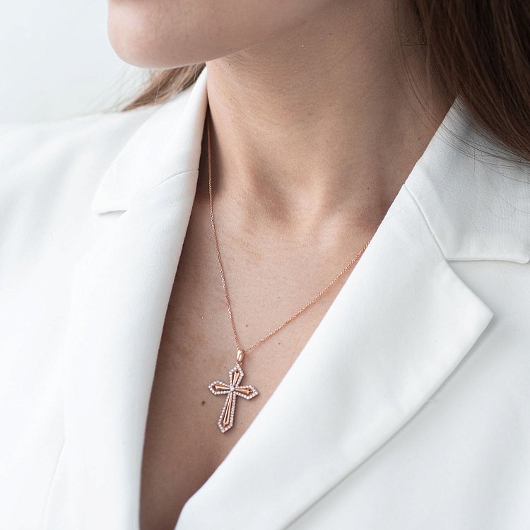 Золотой крестик с бриллиантами MP8612Cgmk от ювелирного магазина Оникс - 1