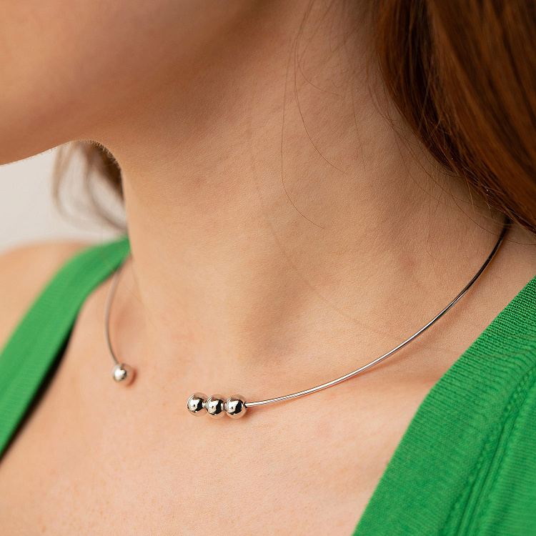 Кольє - чокер "Emilia" (біле золото) з кульками кол02616 від ювелірного магазину Онікс - 3