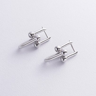 Серьги "Фантазия" в белом золоте с08793 №5