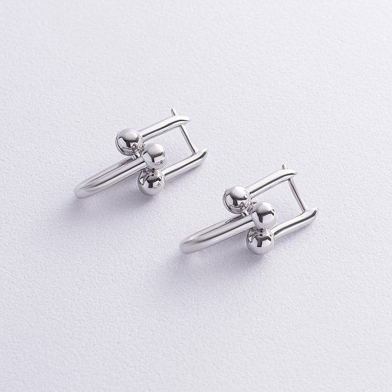 Серьги "Фантазия" в белом золоте с08793 №5