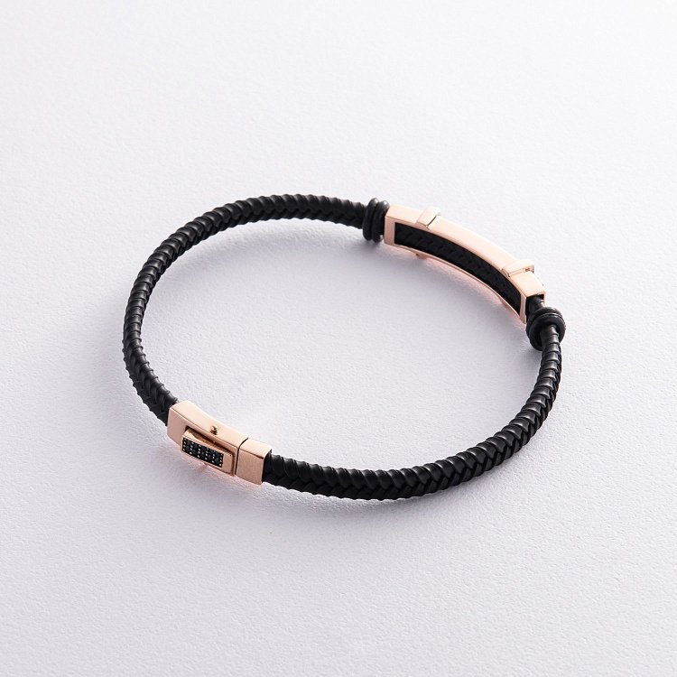 Каучуковий браслет з червоного золота (фіаніти, емаль) б03990 від ювелірного магазину Онікс - 2