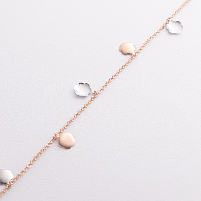 Золотой браслет "Цветочки" на ногу б05731 №2