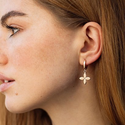 Серьги "Клевер" в красном золоте с07127