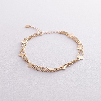 Двойной браслет "Клевер" в желтом золоте б05198