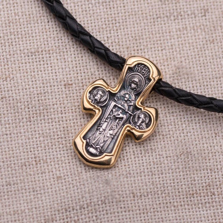 Серебряный православный крест "Деисус. Божия Матерь "Никопея" 132442 от ювелирного магазина Оникс - 1