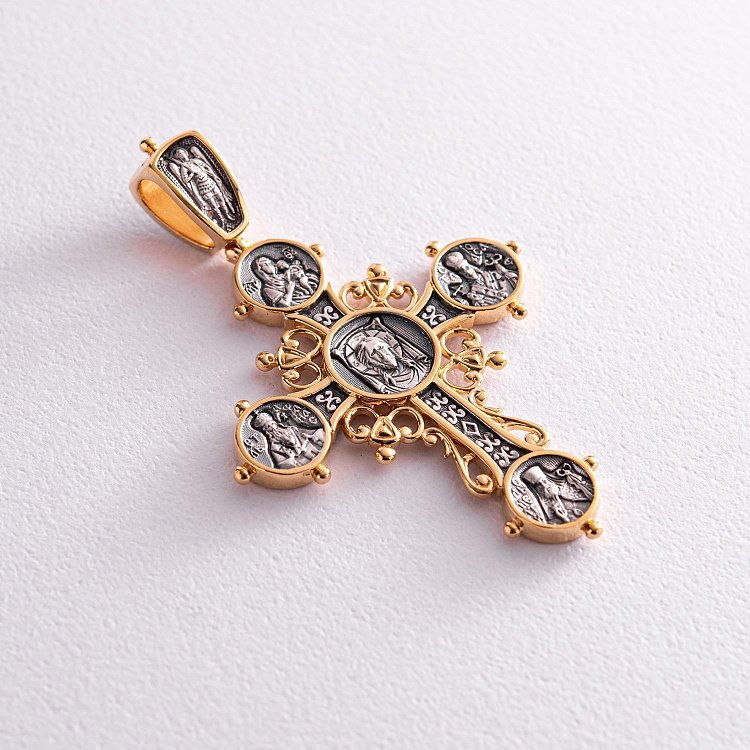 Срібний хрест з позолотою 131669 від ювелірного магазину Онікс - 3